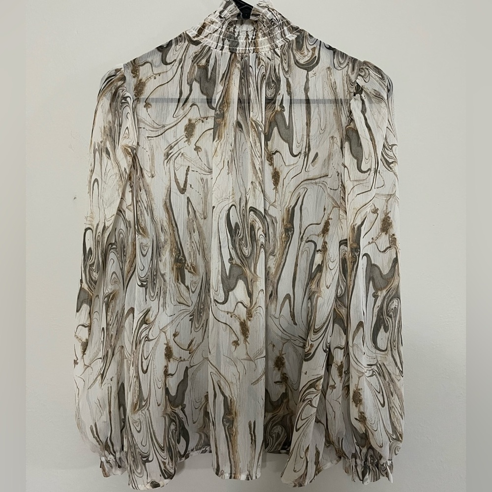 Banana Republic Marble Print Blouse - Cream and Brown - Picture 6 of 6